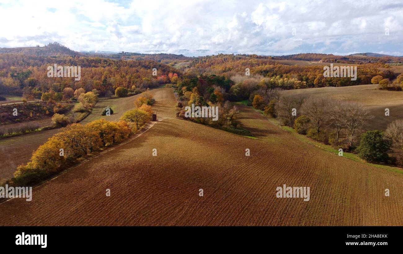 Typical rural fields and landscape in Tuscany Italy Stock Photo - Alamy