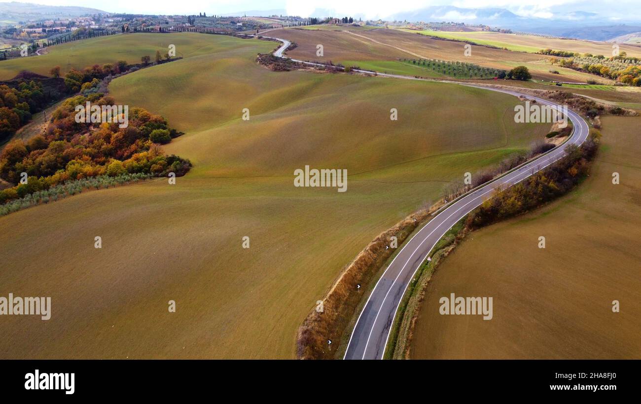 Typical rural fields and landscape in Tuscany Italy Stock Photo - Alamy
