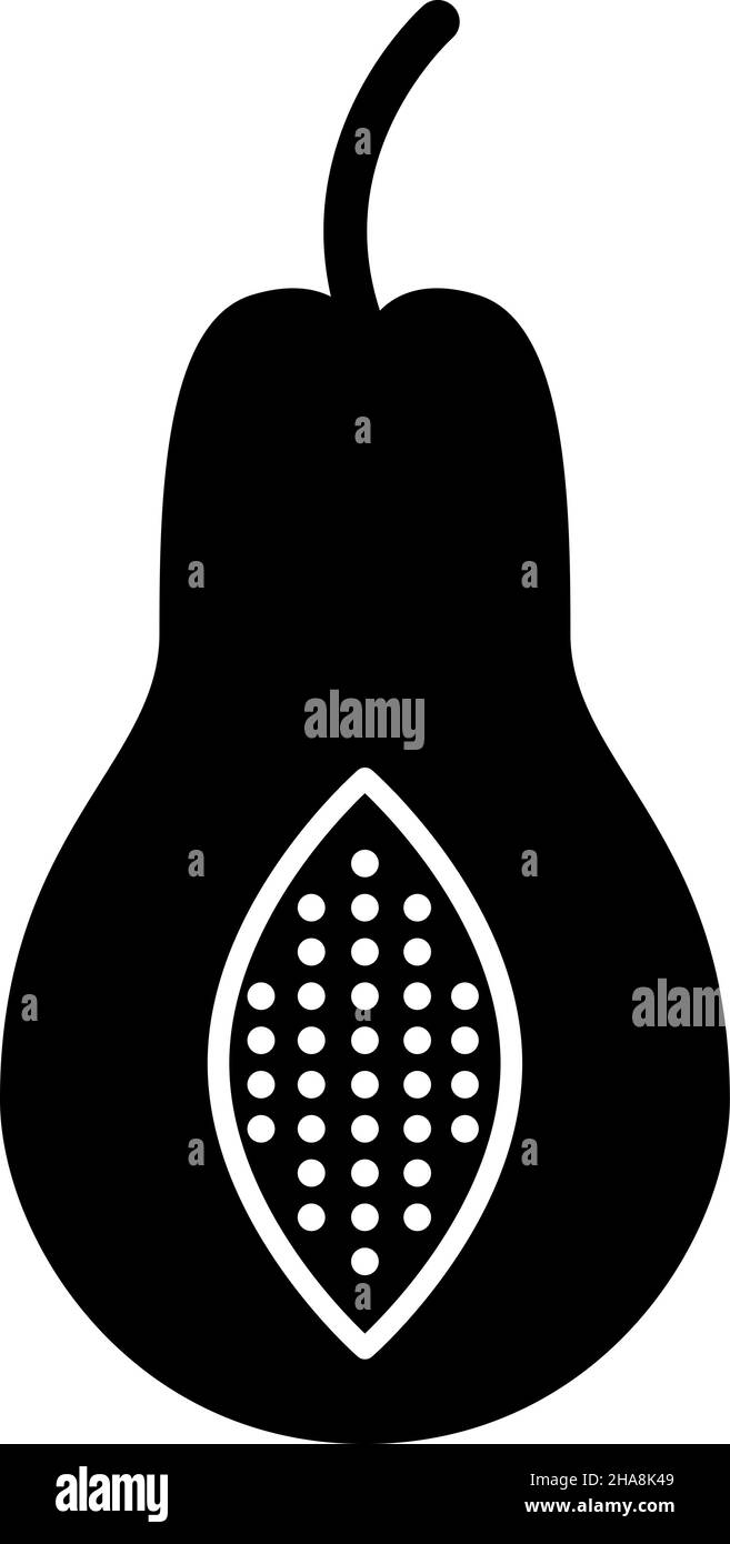 Papaya Glyph Icon Fruit Vector Stock Vector