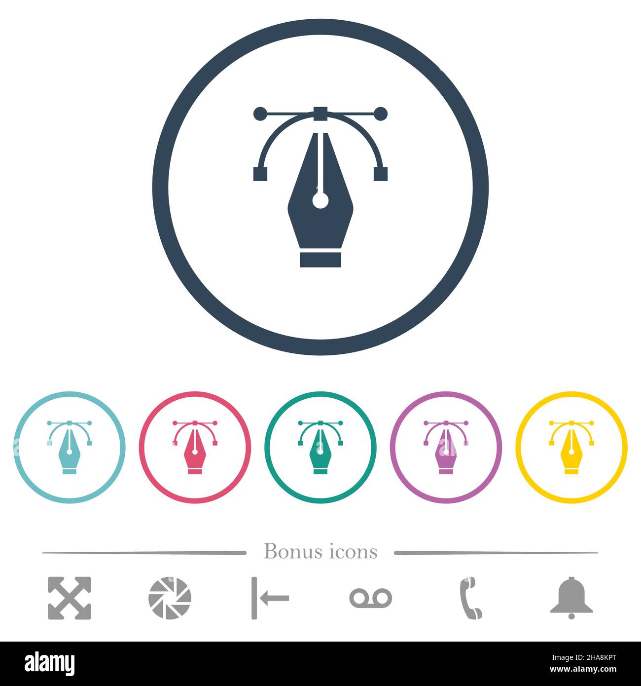 Editing vector curve with pen tool flat color icons in round outlines ...