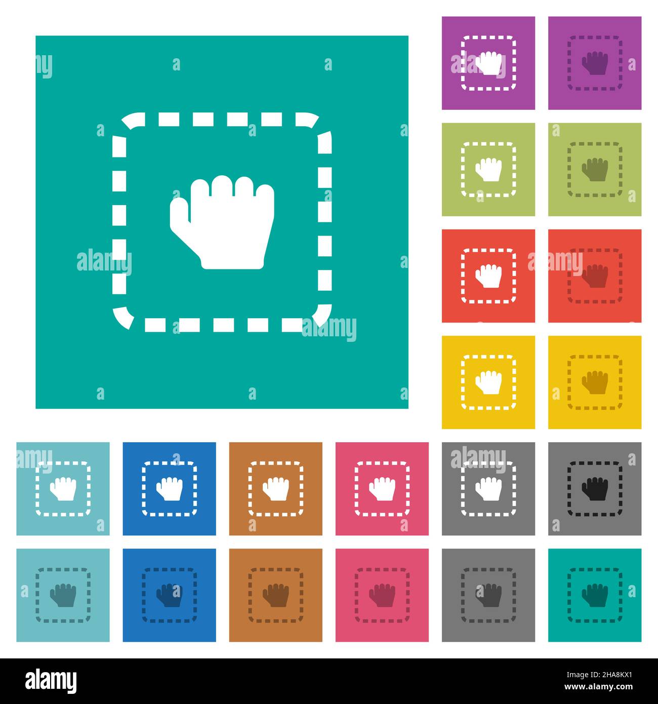 Drag item multi colored flat icons on plain square backgrounds ...