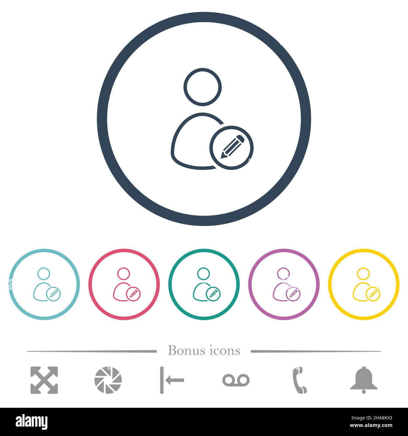 Edit user account outline flat color icons in round outlines. 6 bonus ...