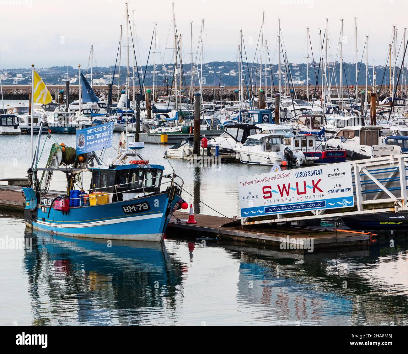 Trawlers and Fishing Boats in Brixham Harbour,Devon.England Stock Photo