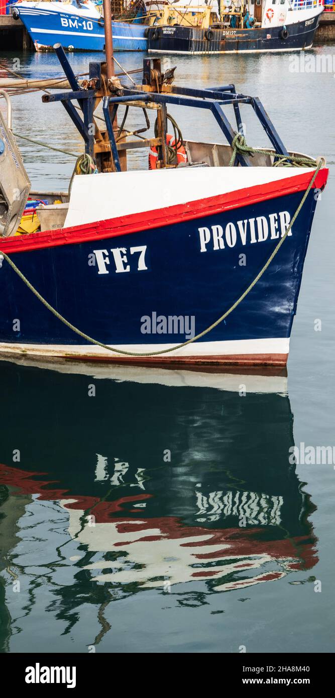 Fishing Boat moored in Brixham Harbour, Devon, England Stock Photo