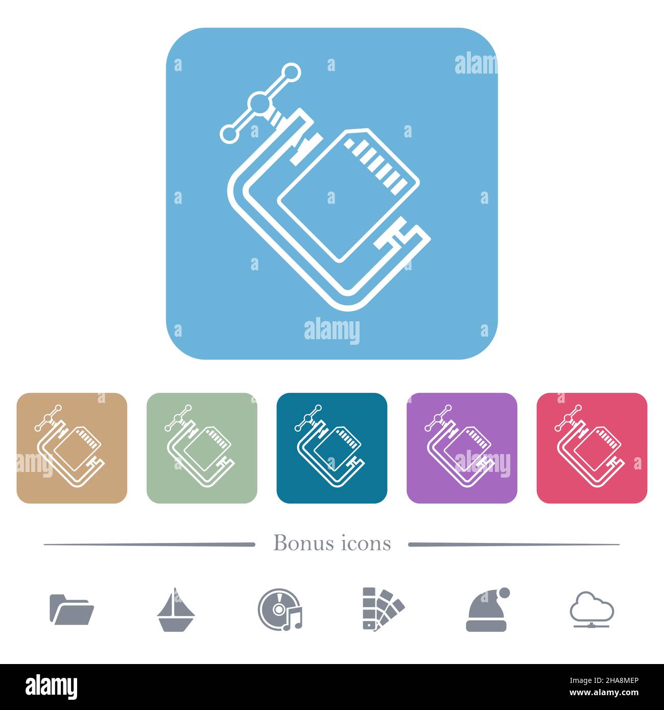 SD memory card compress outline white flat icons on color rounded ...