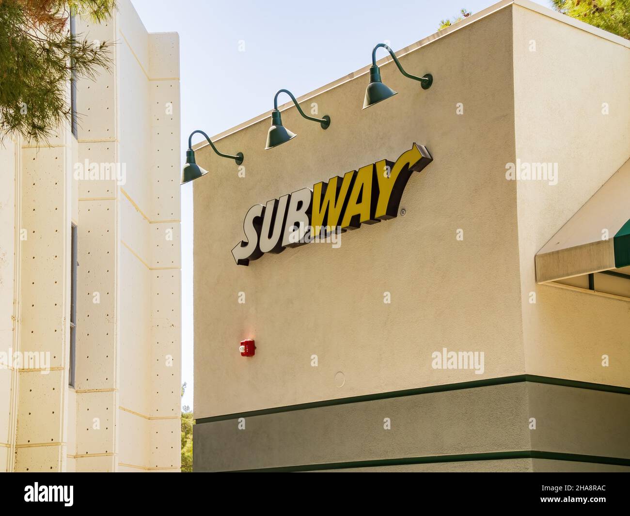 Las Vegas, MAY 8 2021 - Sign of the subway fast food restaurant Stock Photo