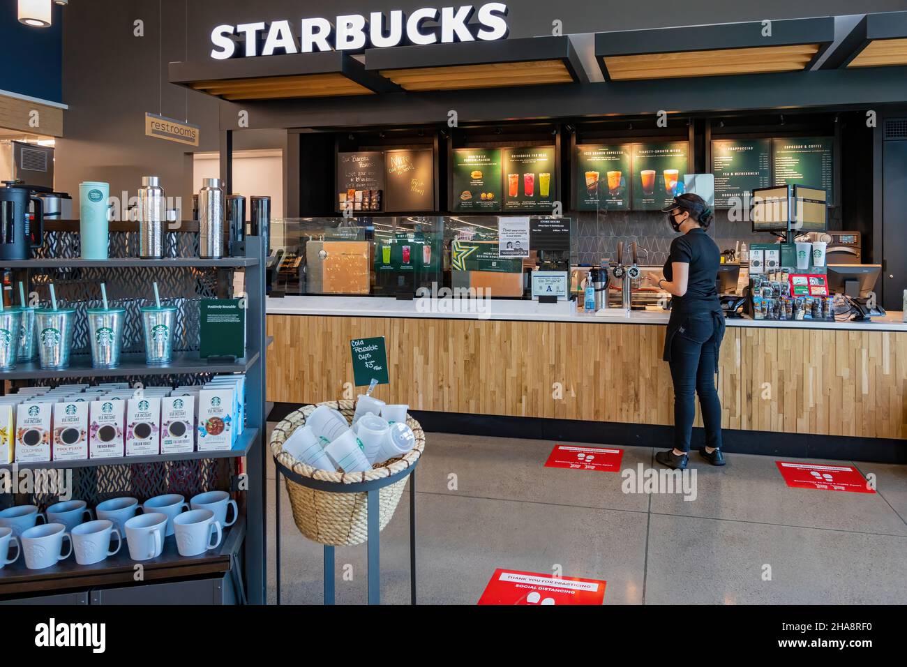 Las Vegas, APR 13 2021 - Interior view of the Starbucks Coffee Stock ...