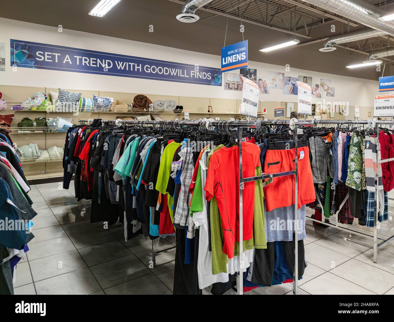 Las Vegas, MAR 5 2021 Interior view of The Goodwill store Stock Photo