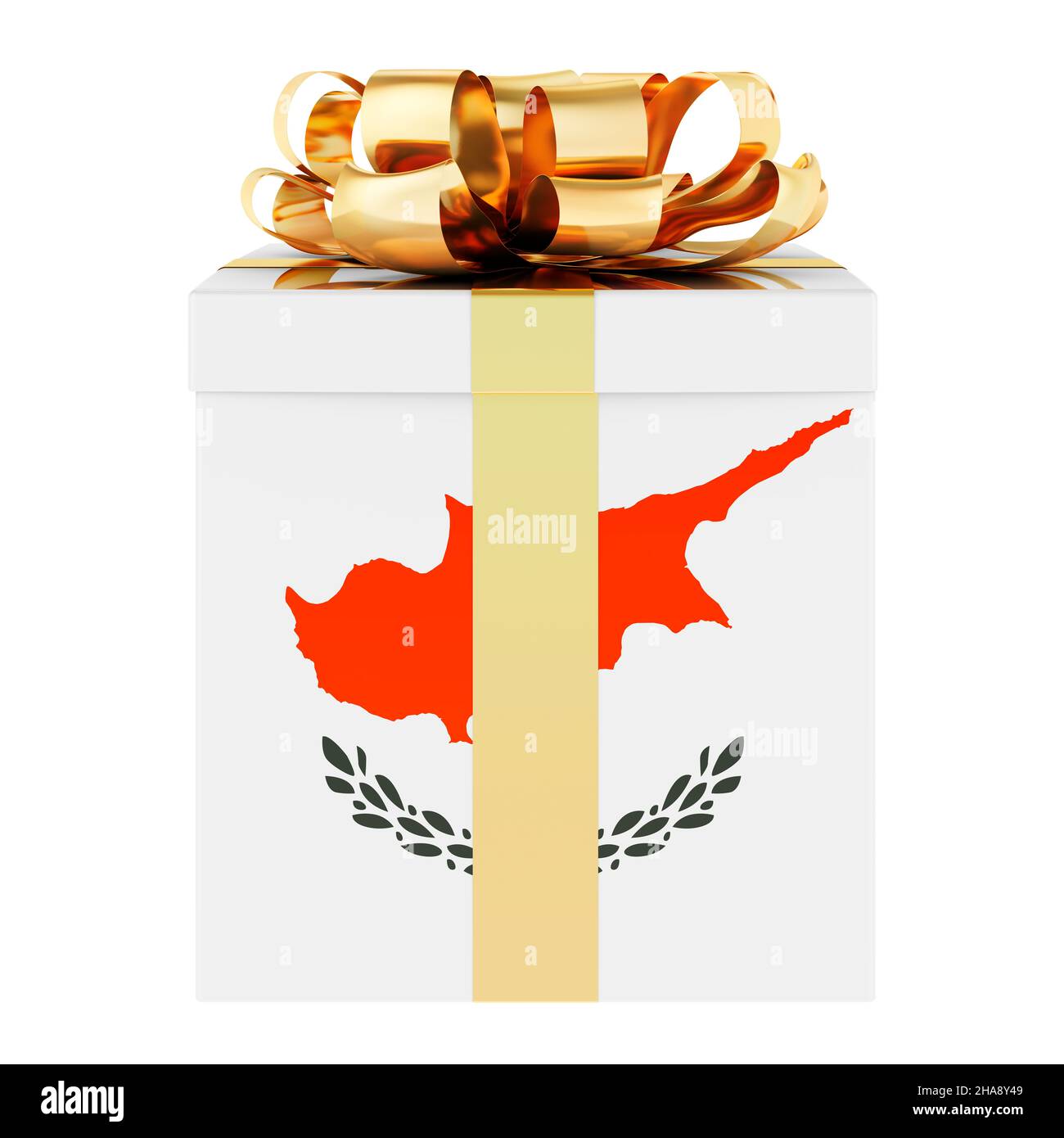 Gift box with Cypriot flag. Holiday in Cyprus, concept. 3D rendering