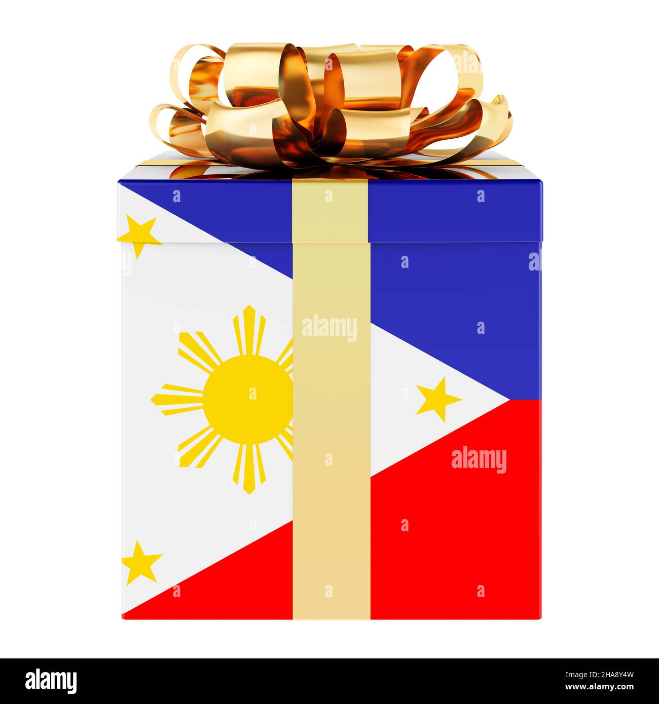 Gift box with Filipino flag. Holiday in Philippines, concept. 3D