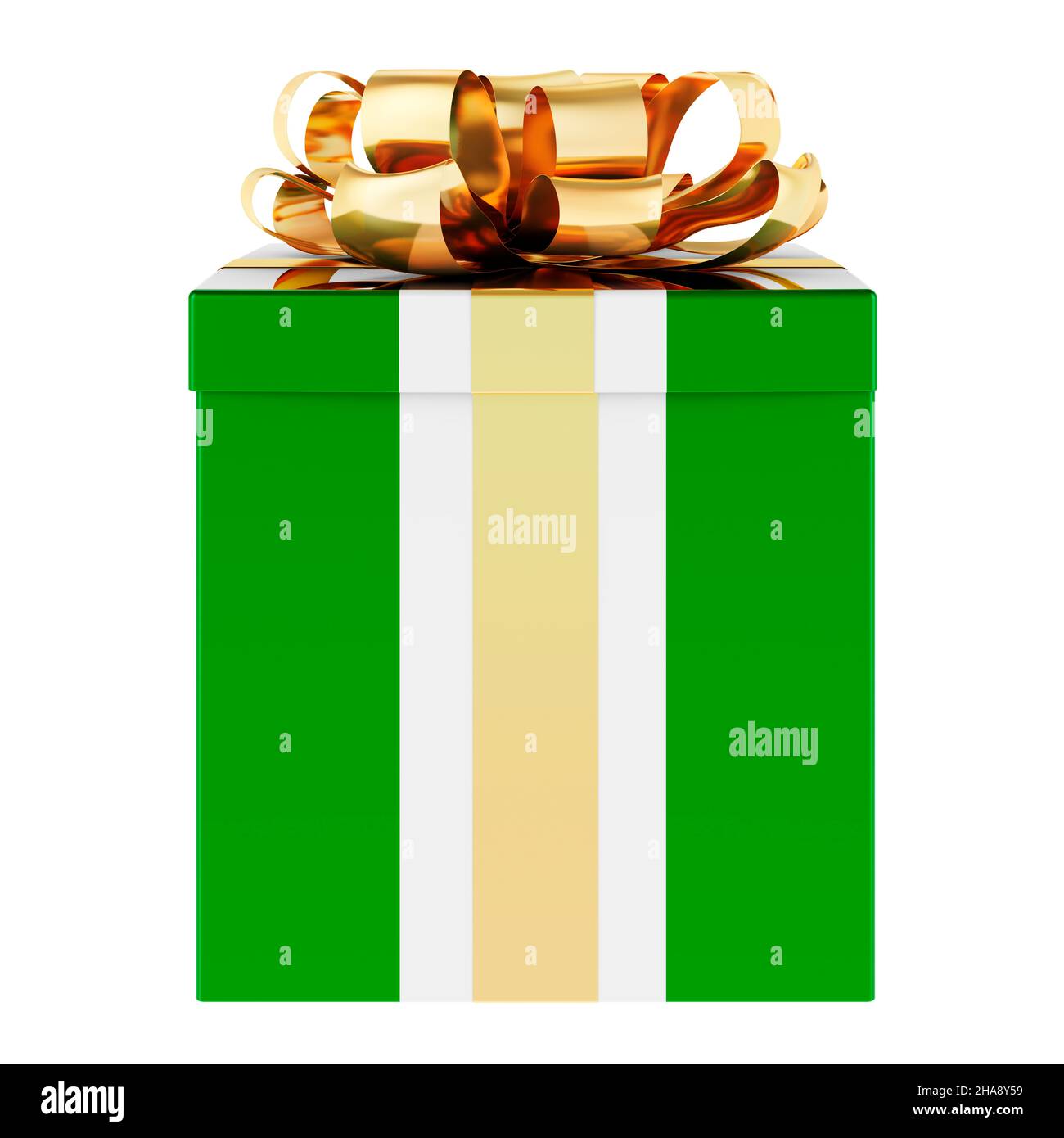 Gift box with Nigerian flag. Holiday in Nigeria, concept. 3D rendering