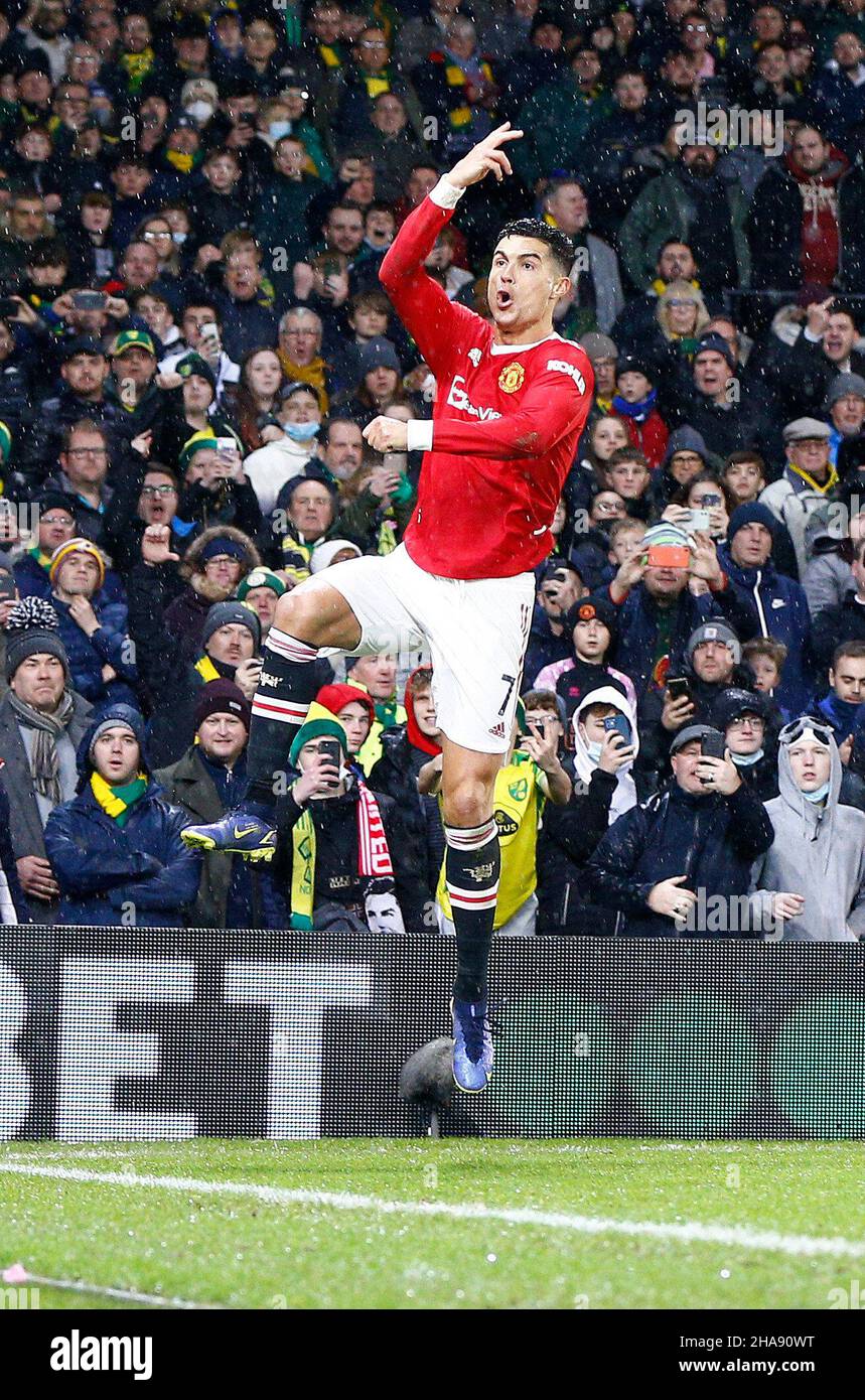 Norwich, UK. 11th Dec, 2021. Cristiano Ronaldo of Manchester United scores  the only goal of the game from the penalty spot during the Premier League  match between Norwich City and Manchester United