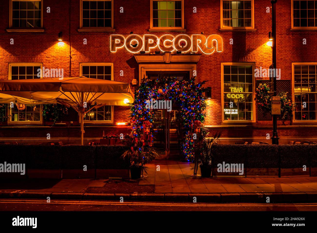 CHESTER, CHESHIRE, UK DECEMBER 06, 2021 Popcorn restaurant Stock