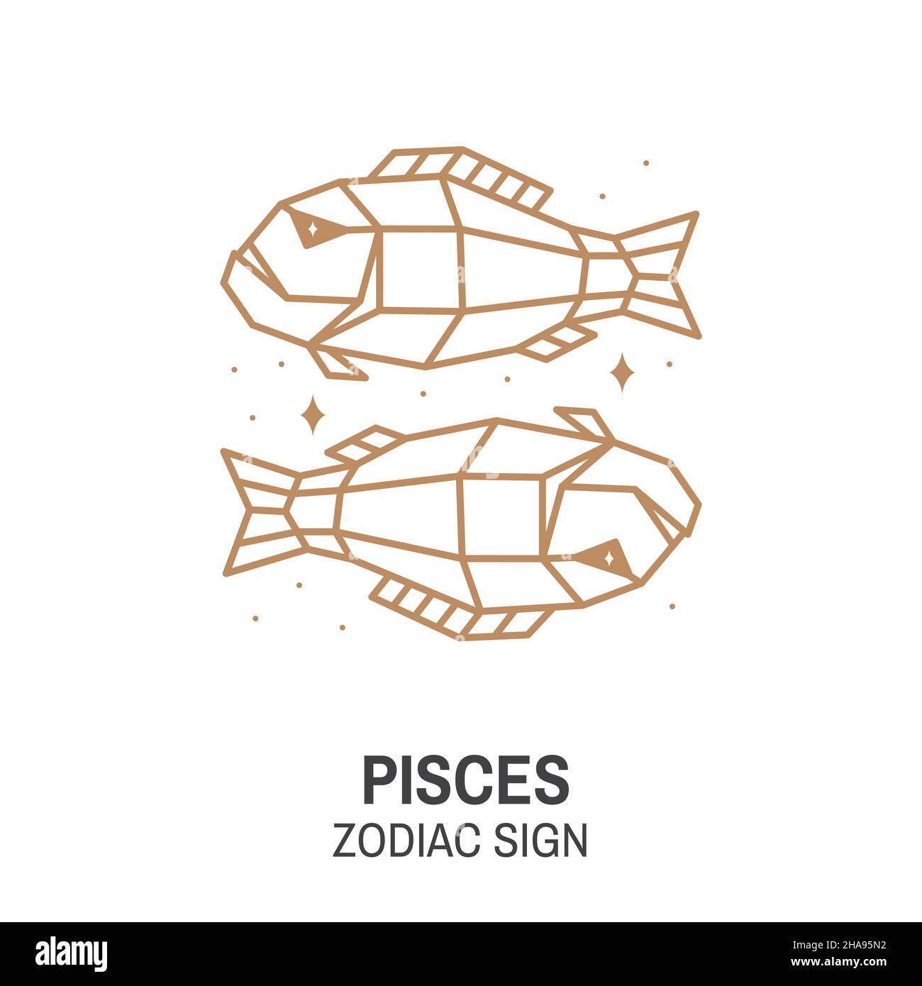 Zodiac astrology horoscope sign pisces linear design. Vector illustration. Elegant line art symbol or icon of pisces esoteric zodiacal horoscope Stock Vector