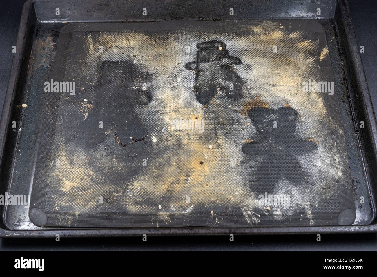 Empty baking sheet with shape of Grittibänz. It's pastry, made of sweet leavened dough, in the form of a man, available usually around Saint Nicholas' Stock Photo