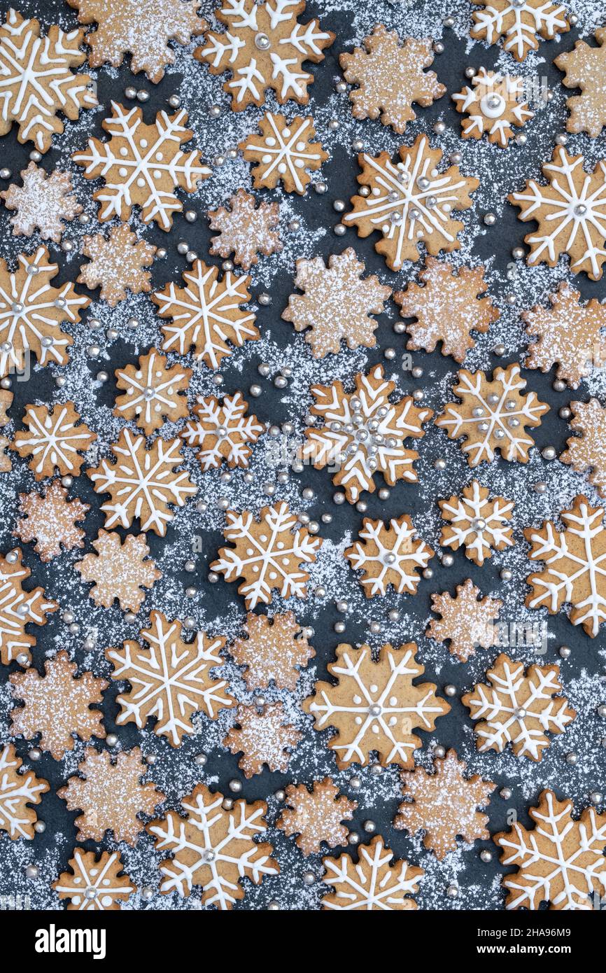 Homemade Christmas Snowflake Biscuits Stock Photo