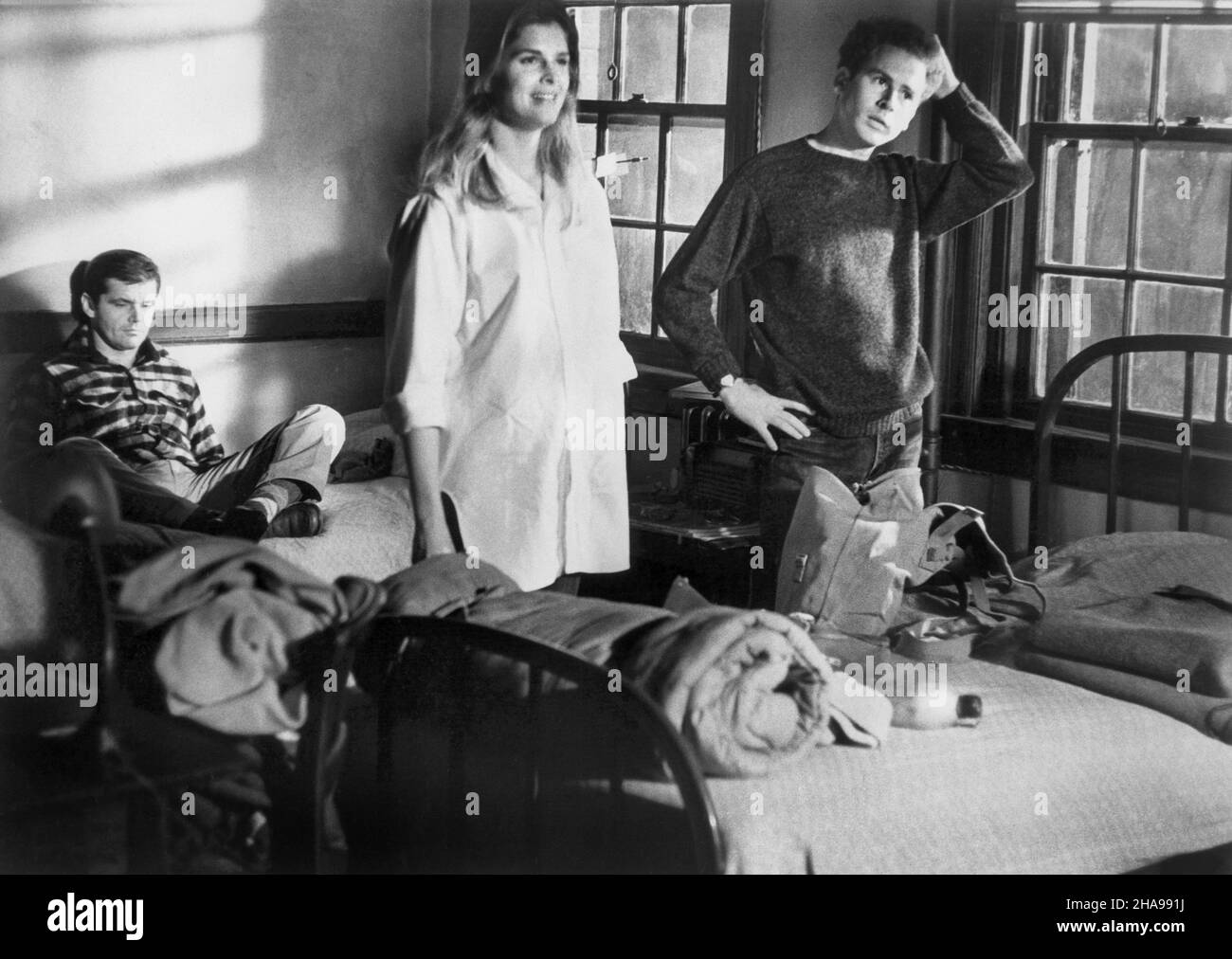 Jack Nicholson, Candice Bergen, Art Garfunkel, on-set of the Film, 'Carnal Knowledge', AVCO Embassy Pictures, 1971 Stock Photo