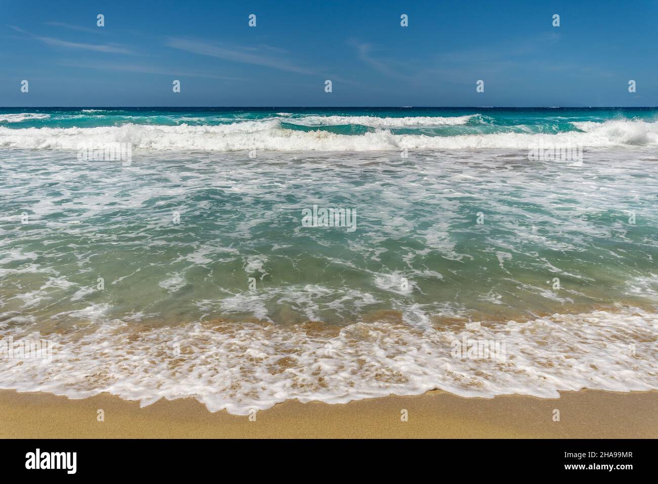 Beautiful sandy beach on sea background Stock Photo - Alamy