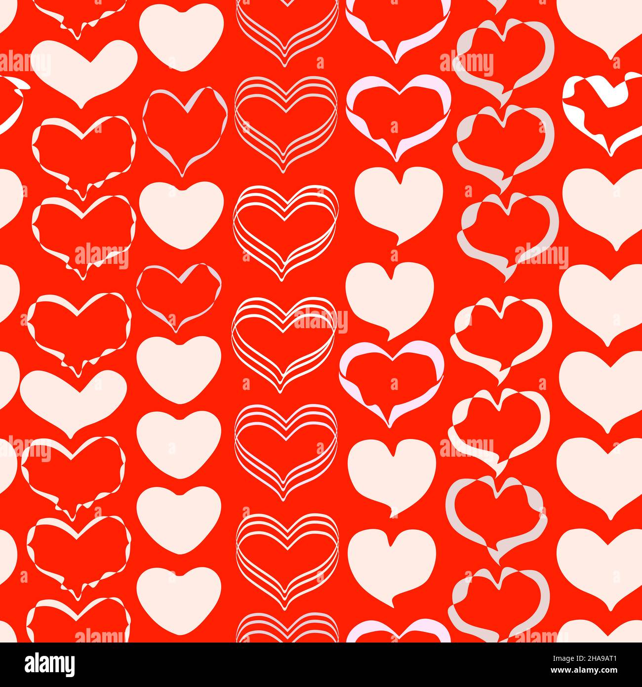 white hearts on a red background Stock Vector