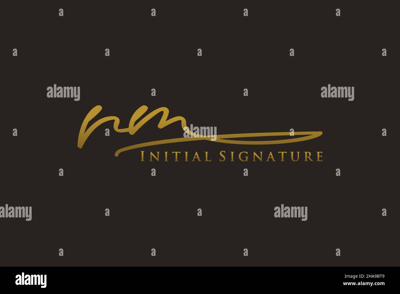 RM Letter Signature Logo Template elegant design logo. Hand drawn Calligraphy lettering Vector illustration. Stock Vector