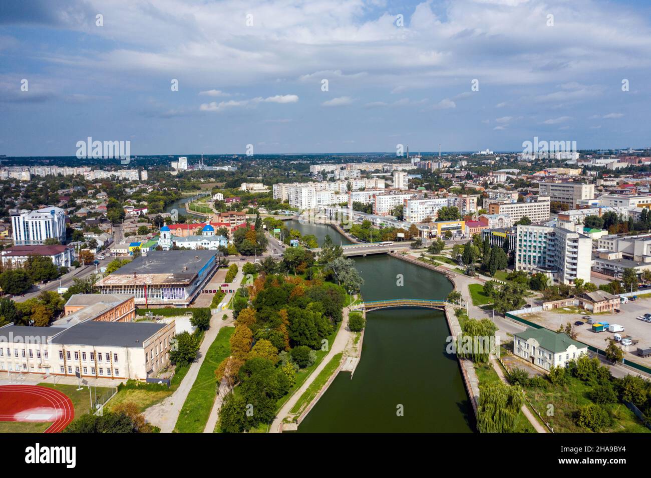 The Kropyvnytskyi old name Kirovograd Ukraine aerial view central part of the city Stock Photo