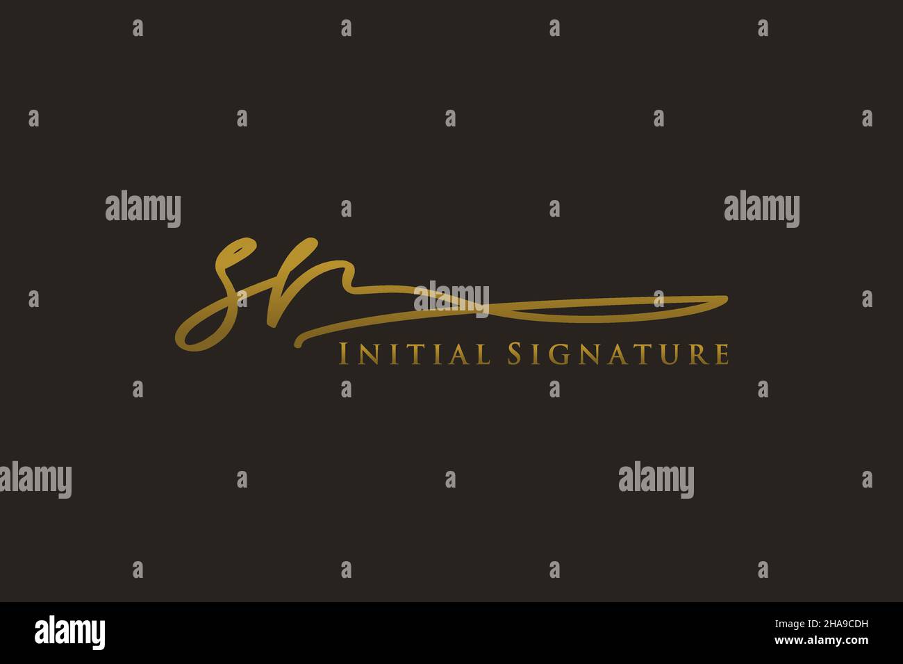 SR Letter Signature Logo Template elegant design logo. Hand drawn Calligraphy lettering Vector illustration. Stock Vector