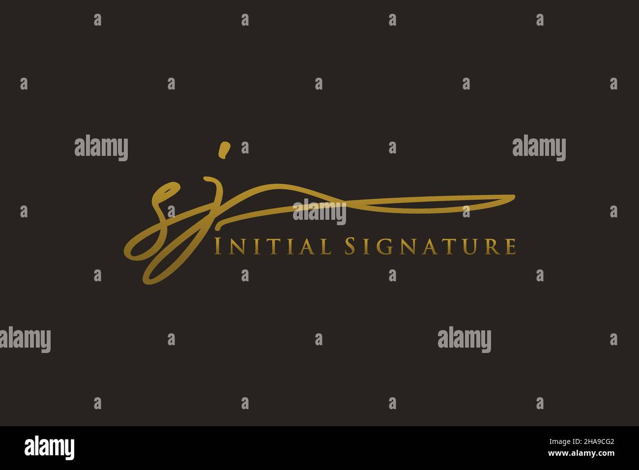 SJ Letter Signature Logo Template elegant design logo. Hand drawn Calligraphy lettering Vector illustration. Stock Vector