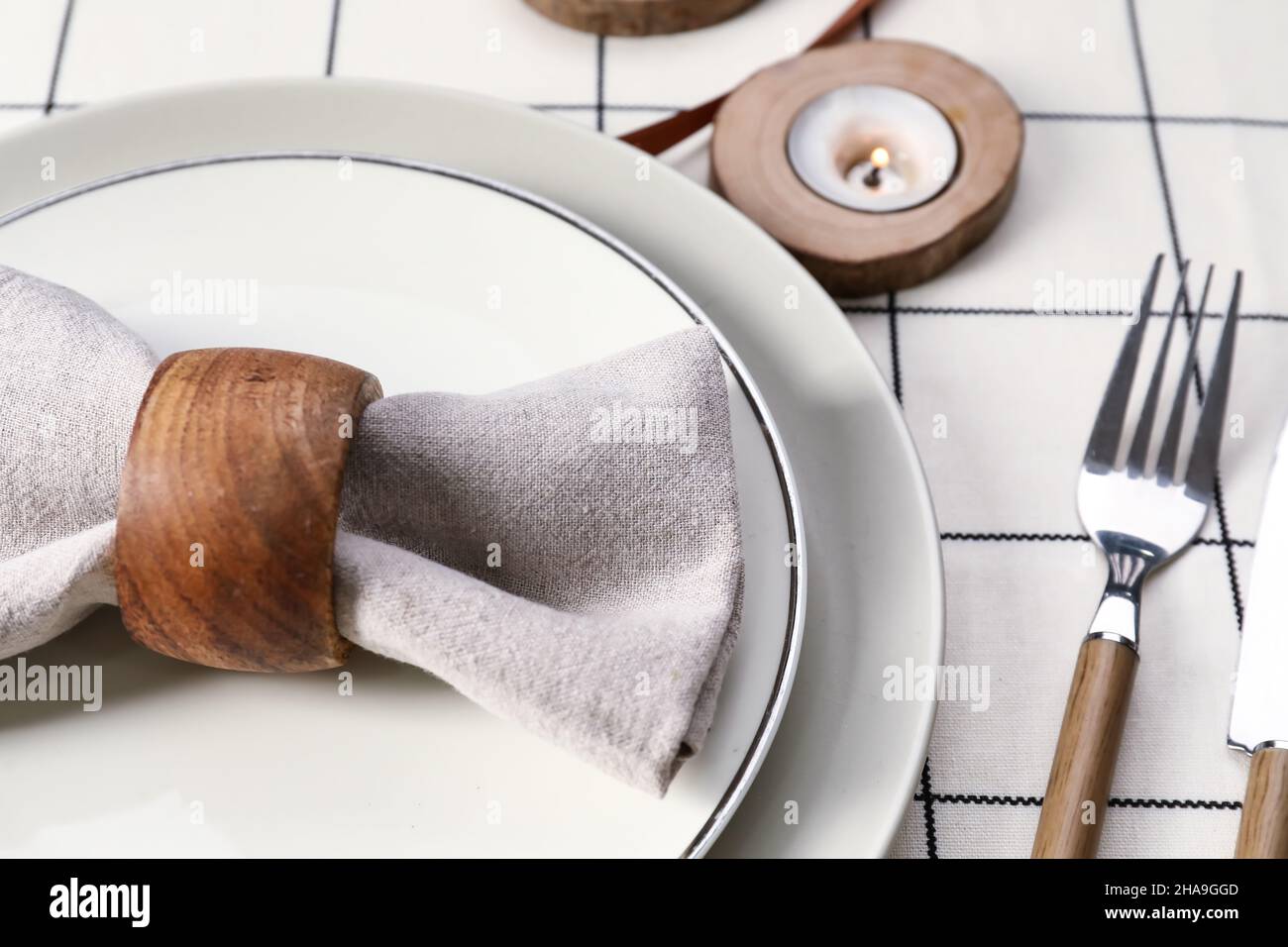 Beautiful table setting for wedding ceremony in restaurant Stock Photo Alamy