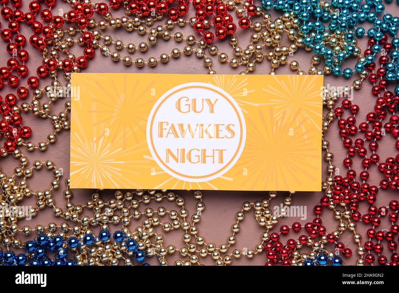 Greeting card for Guy Fawkes night on color background Stock Photo - Alamy