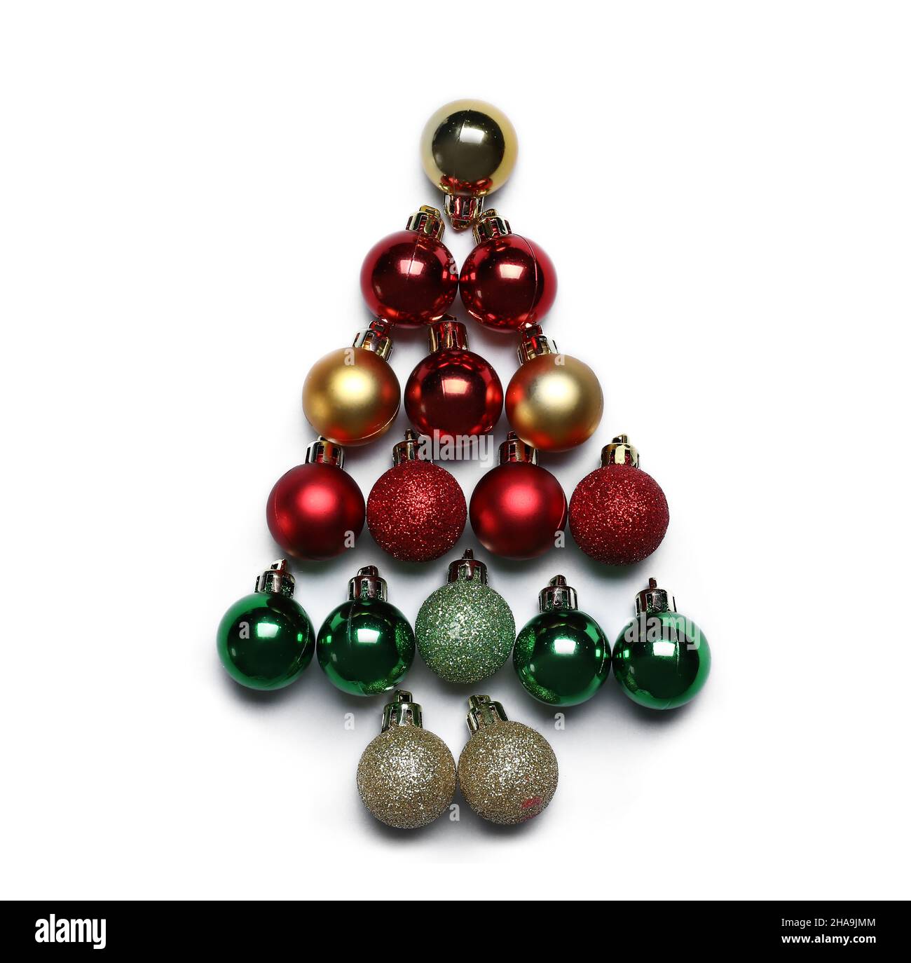 Christmas tree made of balls on white background Stock Photo - Alamy