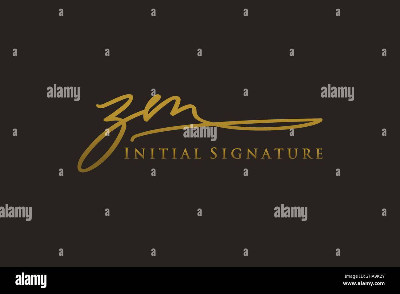ZM Letter Signature Logo Template elegant design logo. Hand drawn Calligraphy lettering Vector illustration. Stock Vector