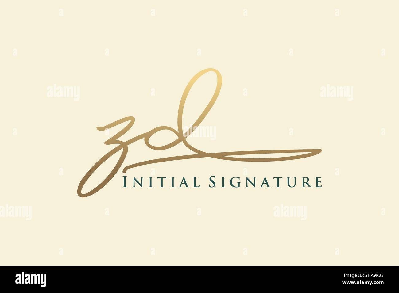 ZD Letter Signature Logo Template elegant design logo. Hand drawn Calligraphy lettering Vector illustration. Stock Vector
