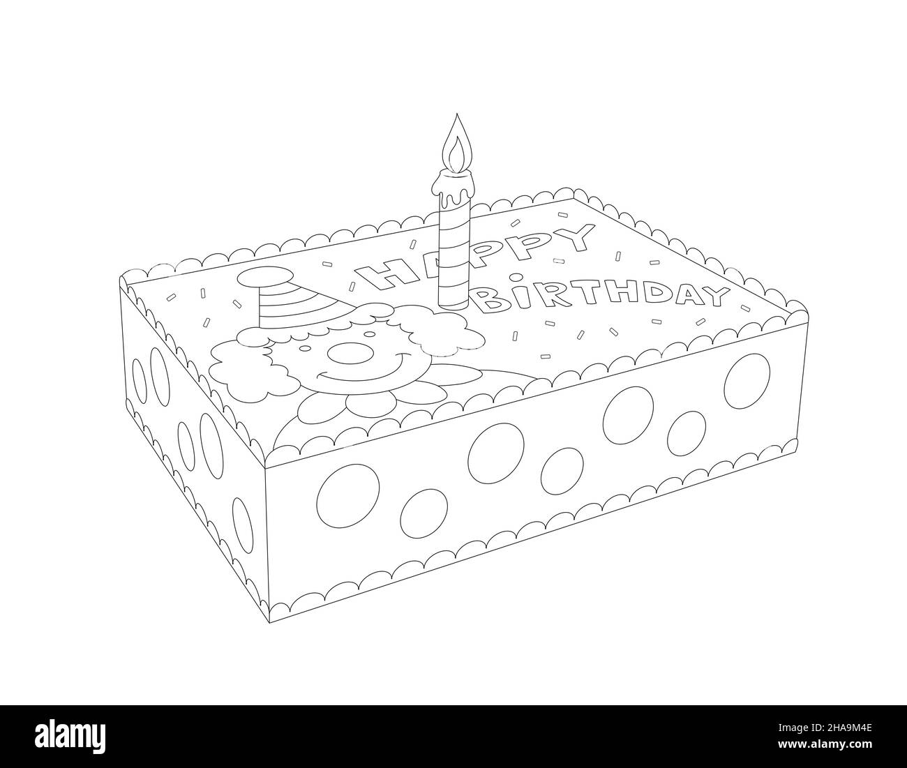 cake for kids outline 3d drawing Stock Photo