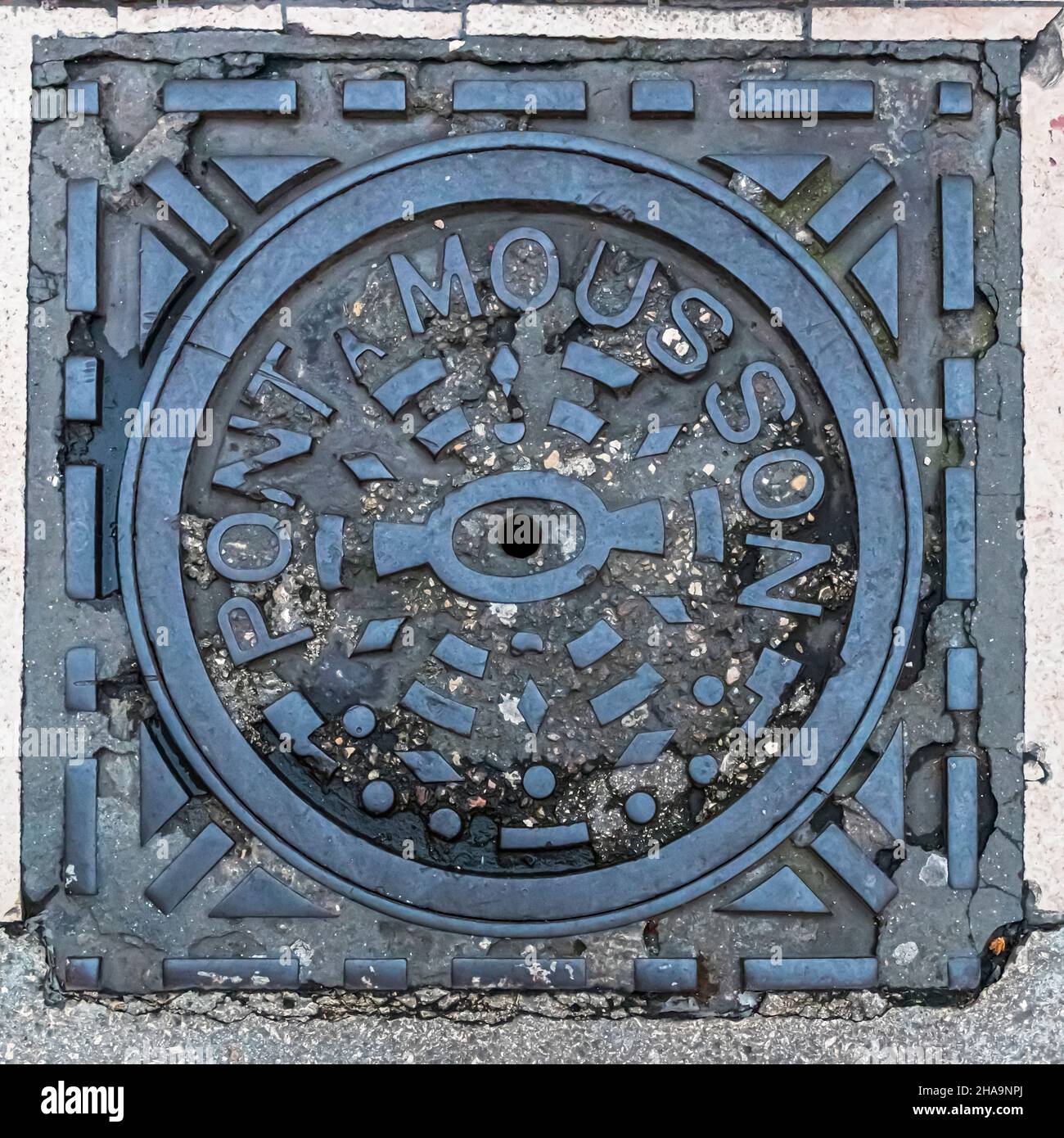 Manhole cover in Dijon, France Stock Photo