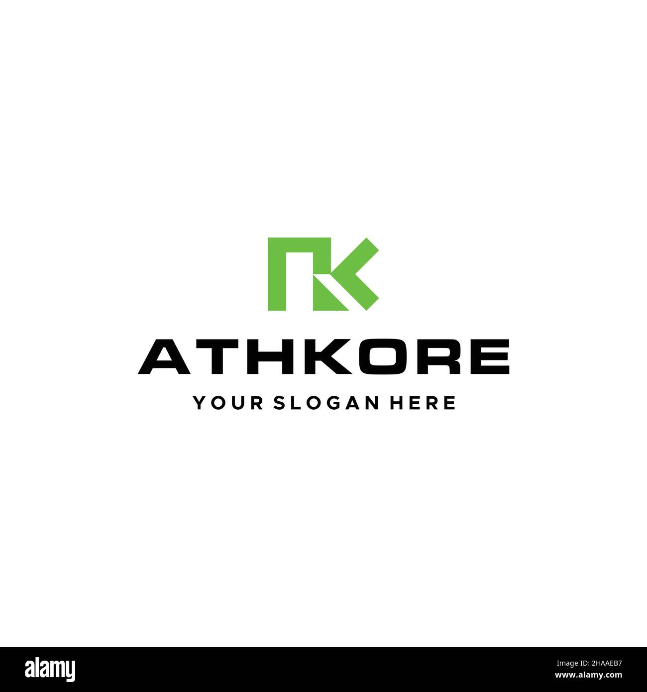 Modern flat letter mark ATHKORE logo design Stock Vector