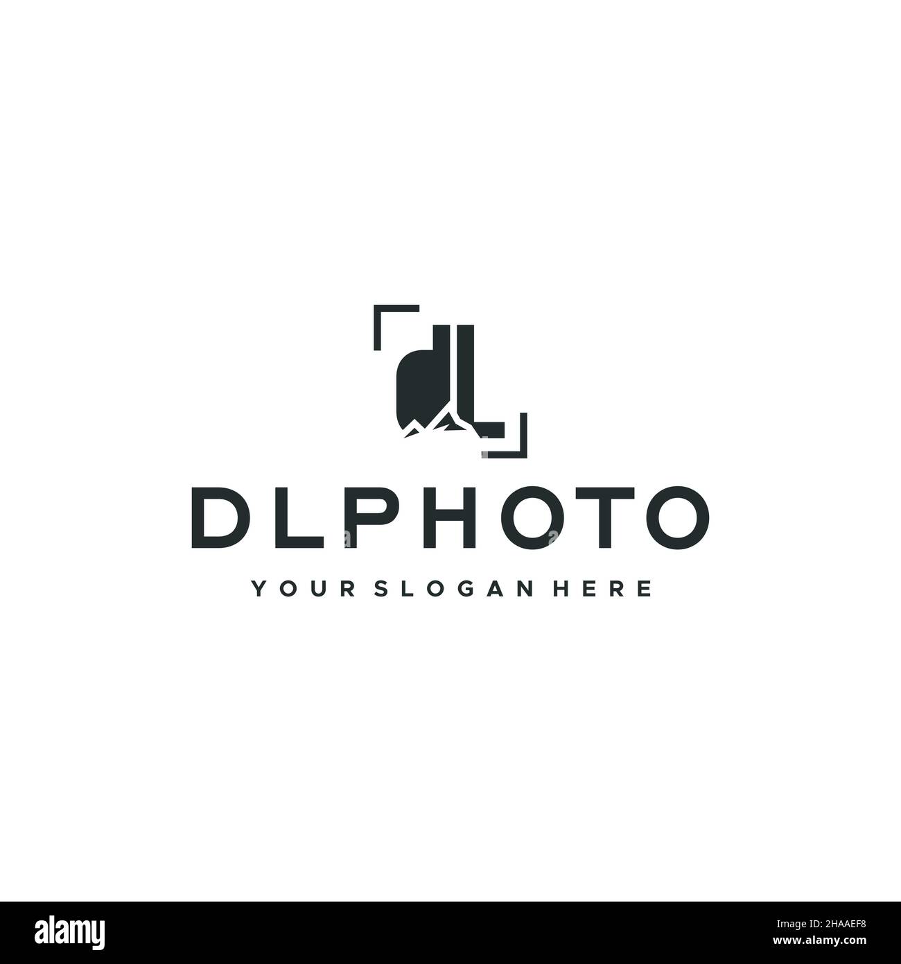 Flat letter mark initial DLPHOTO lens logo design Stock Vector