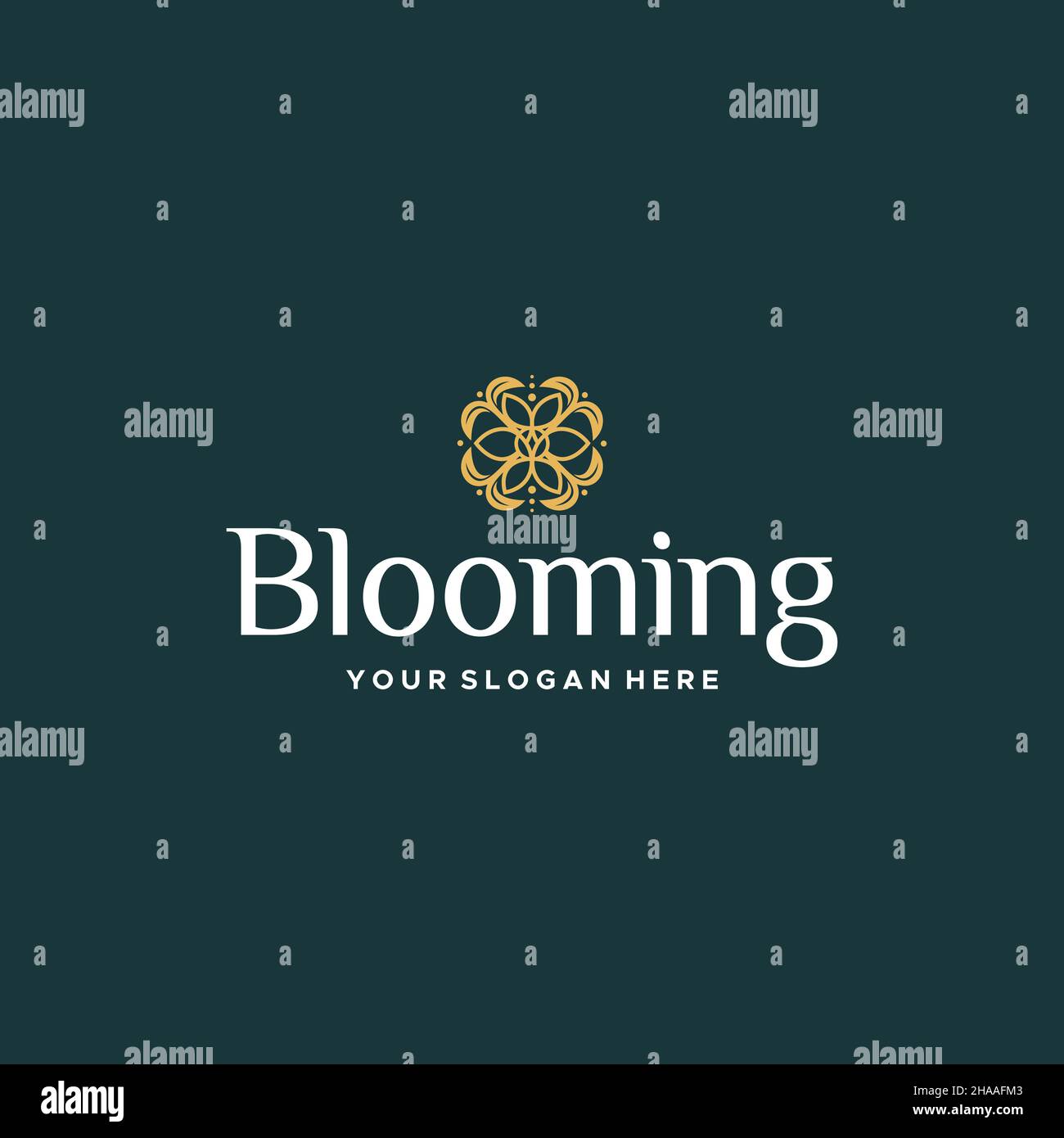 Modern flat letter mark BLOOMING mark logo design Stock Vector