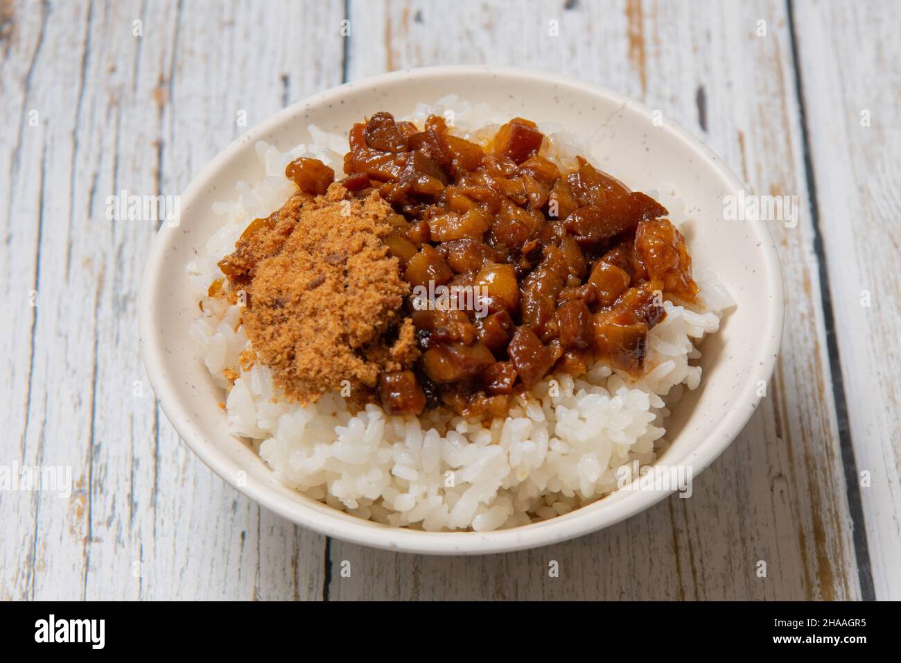 Braised Pork On Rice Is Minced Pork Served With Pickles On Top Of Steamed Rice Stock Photo Alamy