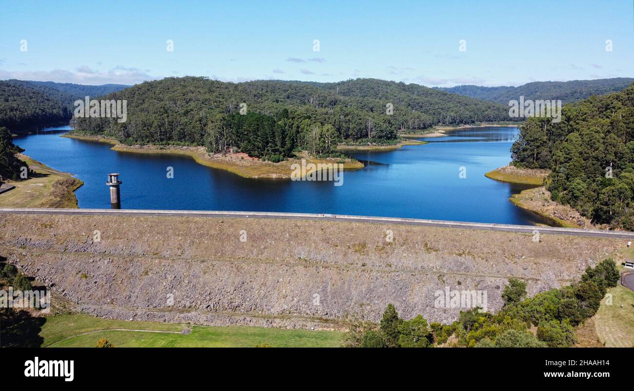 Aerial Photograph of Barwon Dam, Forrest, Victoria Stock Photo