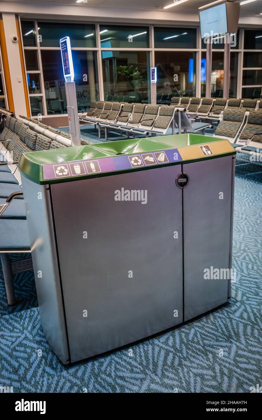 Garbage bin inside airport hi-res stock photography and images - Alamy