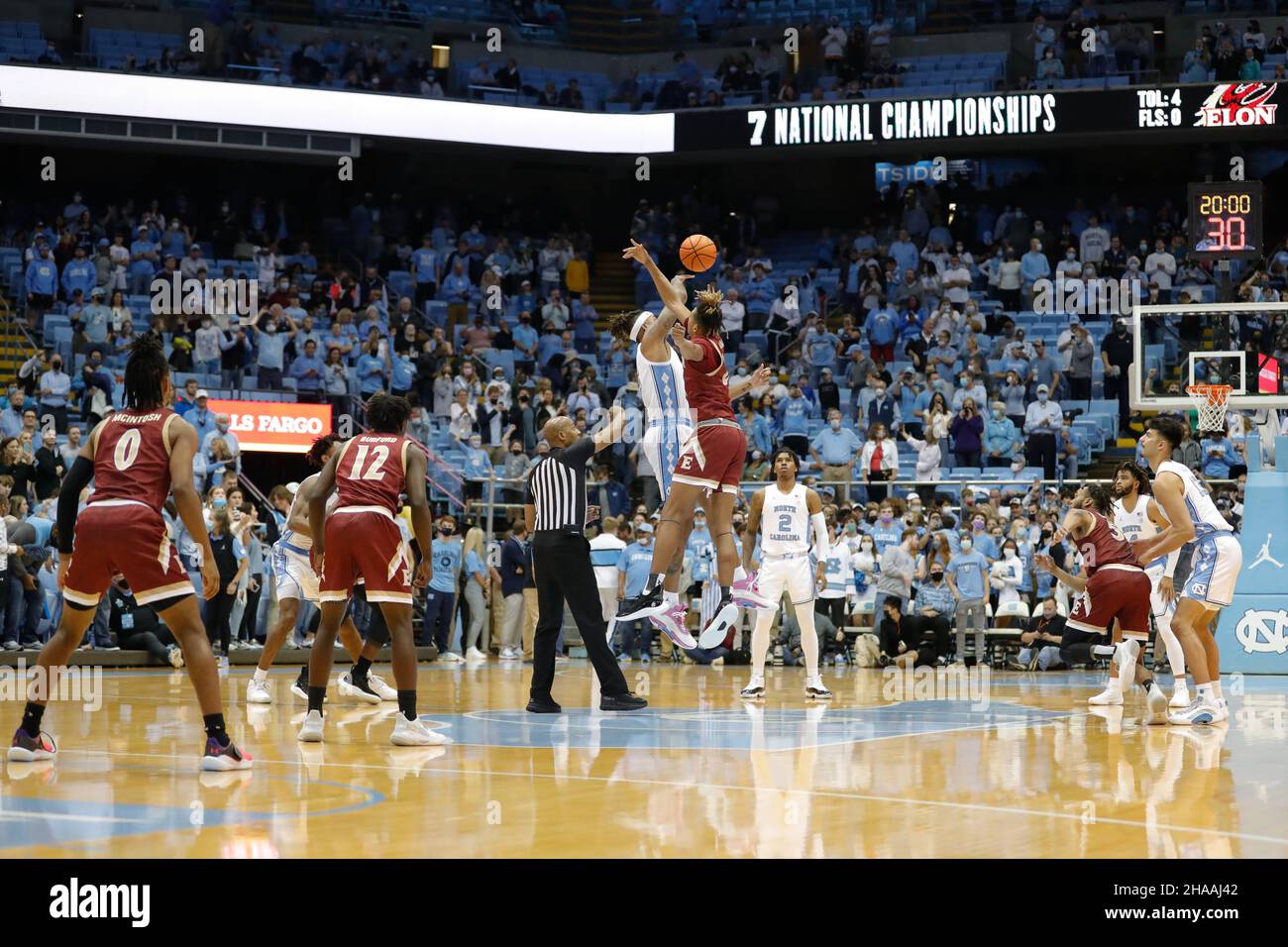 December 11, 2021 North Carolina Tar Heels forward Armando Bacot (5) and Elon Phoenix forward