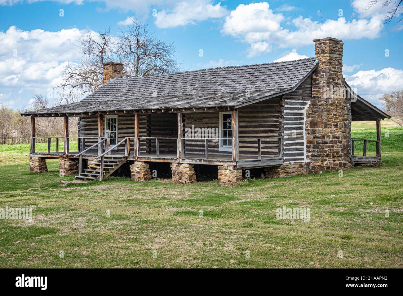 Commanding Officer's Quarters at the Fort Gibson Historic Site in Fort Gibson, Oklahoma. (USA) Stock Photo