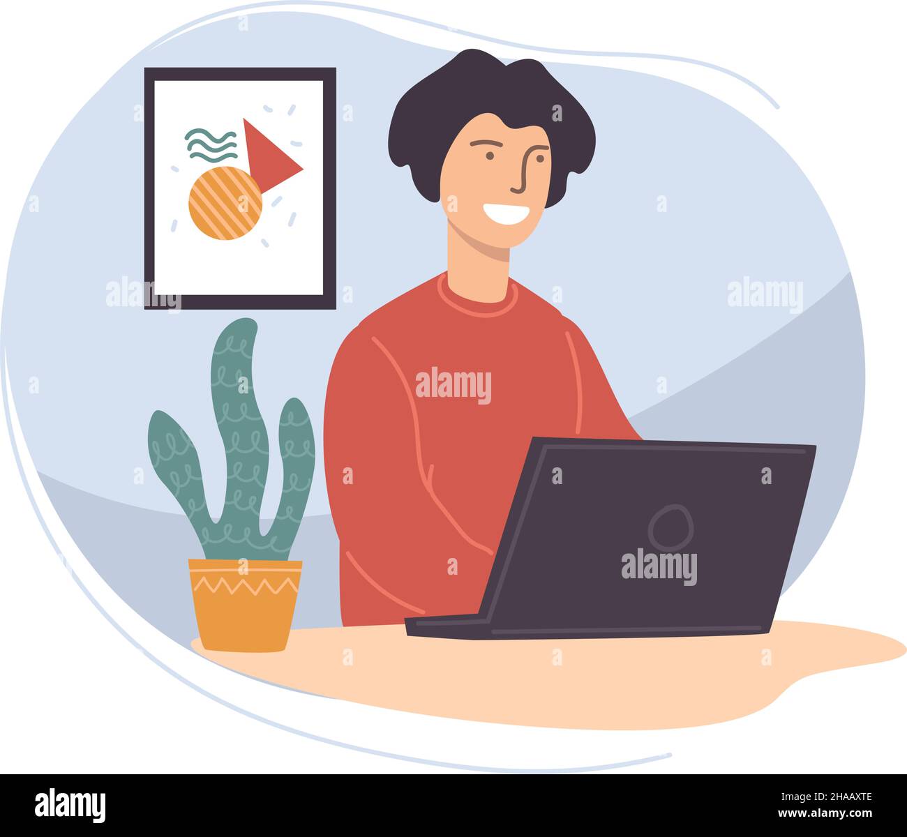 Working from home, freelancer by personal computer Stock Vector