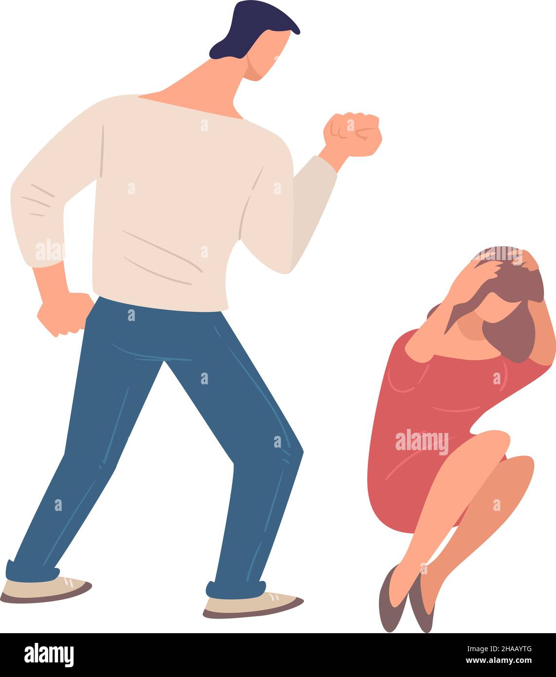 Husband beating wife shouting, toxic relationships Stock Vector Image