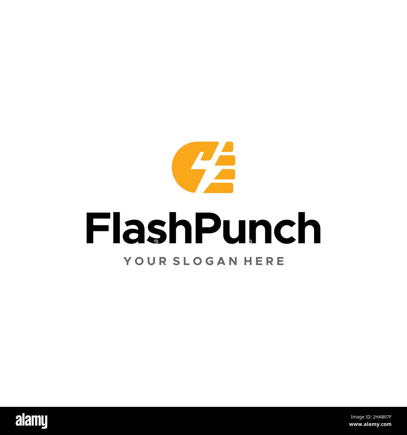Minimalist FLASH PUNCH stun electro logo design Stock Vector