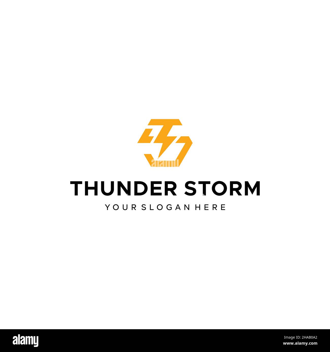 Minimalist THUNDER STROM stun electro logo design Stock Vector