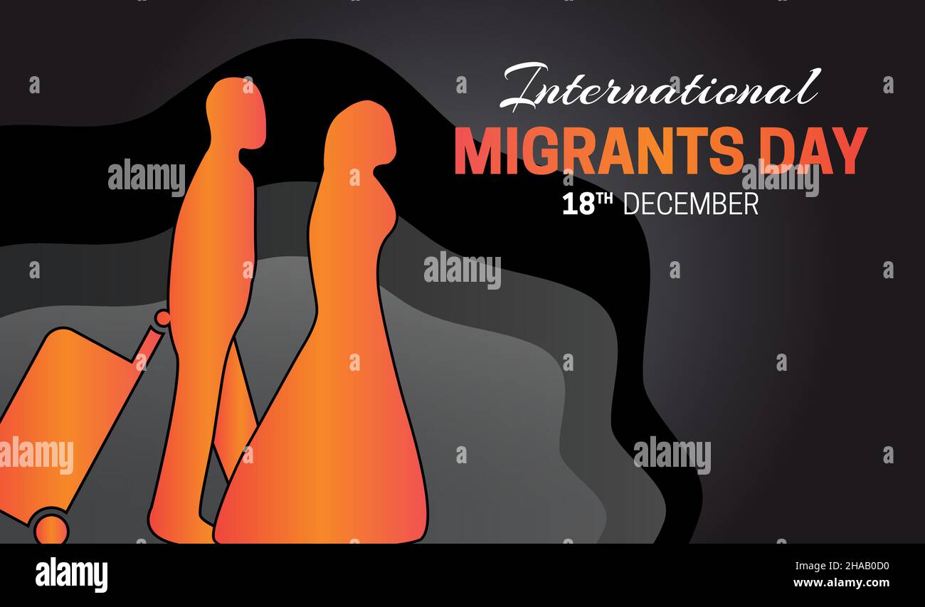 Dark International Migrants Day Background Illustration Stock Vector ...