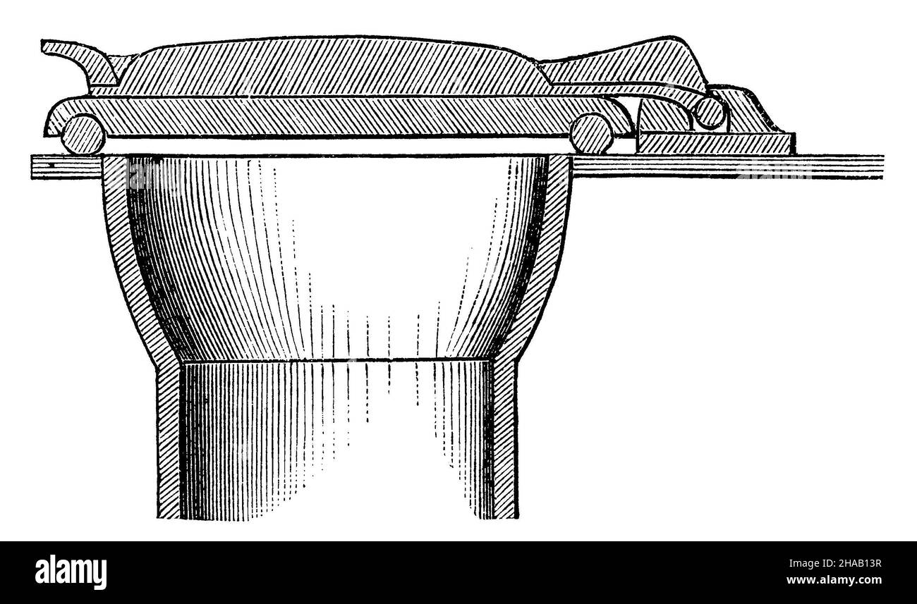 Latrine with airtight lid closure, , (architectural history Stock Photo