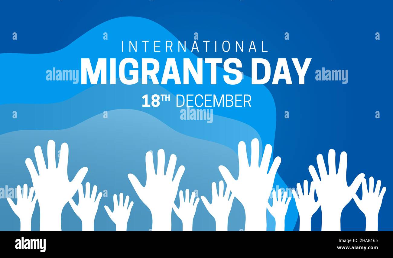 International Migrants Day Background Illustration with Water and Sea Waves Stock Vector