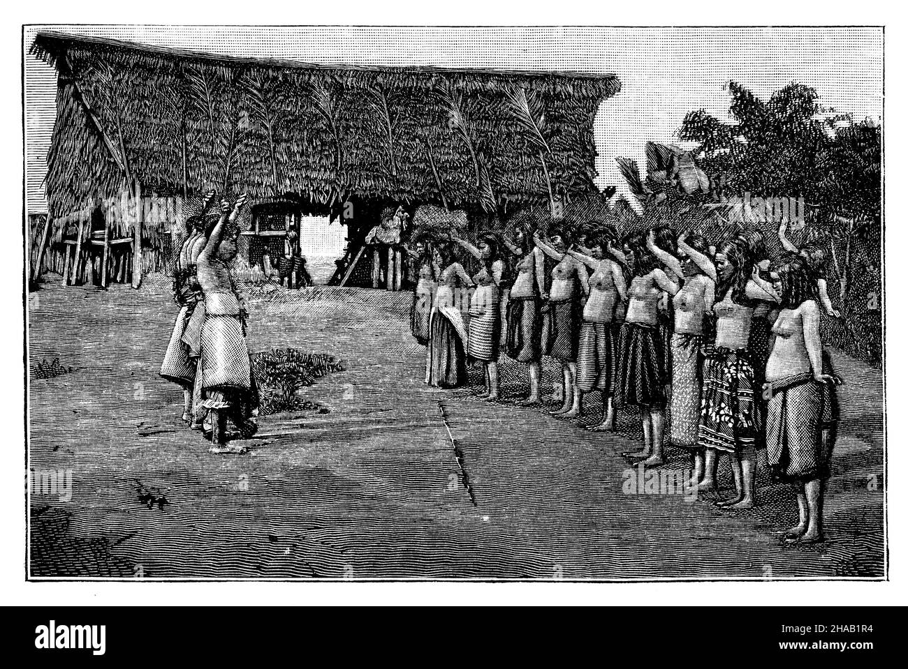 Dance of the Samoan women, ,  (ethnology book, 1897), Tanz der Samoanerinnen Stock Photo